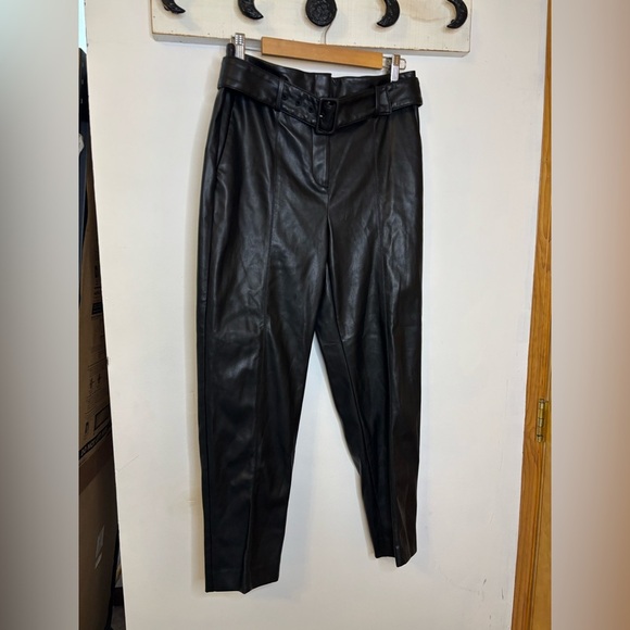 Ann Taylor Vegan Leather Belted Ankle Pants - Picture 4 of 8